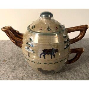 Sonoma New Home  Lodge  Moose Individual Teapot with Lid and Cup   # 1997